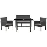 Svita BROOKLYN XL Polyrattan Essgruppe Lounge Garnitur Gartenmöbel Set Esstisch Grau