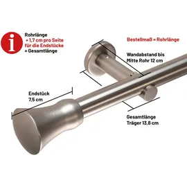 deco-raum Gardinenstange nach Maß 1-Lauf Kegel Ø 25mm edelstahl-optik 450cm