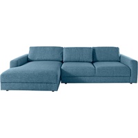 Ecksofa PLACES OF STYLE "Bloomfield" Sofas Gr. B/H/T: 303 cm x 84 cm x 176 cm, Struktur grob, mega-Recamiere links, XXL mit Sitztiefenverstellung, blau (tepestry) Ecksofas