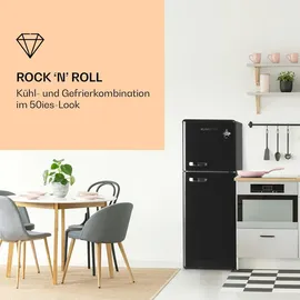 Klarstein Audrey Retro-Kühl-Gefrierkombination (136 l, 1295 mm hoch, Schwarz)