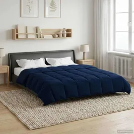 vidaXL Sommerdecke Gepolstert Dunkelblau 240 x 260 cm Mikrofaser