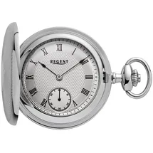REGENT Herren Taschenuhr Savonnette Edelstahl 48 MM Mechanischer Handaufzug Römische Zahlen P-772