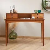 Idimex Schreibtisch Milano mit 4 Schubladen und 1 Fach, kastanienfarben aus Massivholz, robuste Verarbeitung PC-Tisch mit Stauraum für Büro und Home-Office