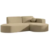 Fun Möbel Ecksofa SUNDAY XS in wetterfester Stoff ART-N Beige, Ottomane Rechts - Beige