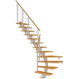 DOLLE Mittelholmtreppe Hamburg (Breite: 85 cm, 1/4-gewendelt, Verkehrsweiß, Farbe Stufen: Buche, Natur, Geschosshöhe: 222 – 258 cm)