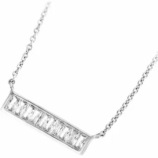 Smart Jewel Collier Mittelteil gerade, mit weißen Zirkonia Steinen, Silber 925 Ketten Weiss Damen