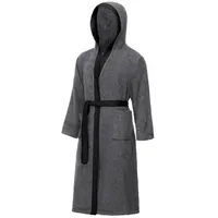 Ladeheid Bademantel Herren Frottee Bademantel aus 100% Baumwolle LA40-190, Langform, Baumwolle, Kapuze, elastischer Bund grau|schwarz XL