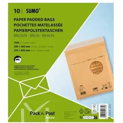 Mailmedia Papierpolster-Versandtasche ohne Fenster 10 Stück 235 × 265 mm braun, 23.5x26.5 cm