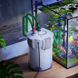 Wiltec SunSun HW-404B Aquarium Außenfilter 2000 L/h 4 Stufen mit 9 W UV-Lampe, Filtermedien