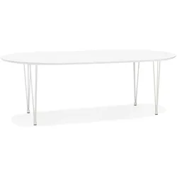 Kadima Design Ausziehbarer Tisch, 120-220 cm, Rund/Oval, Anpassbar, Weiß