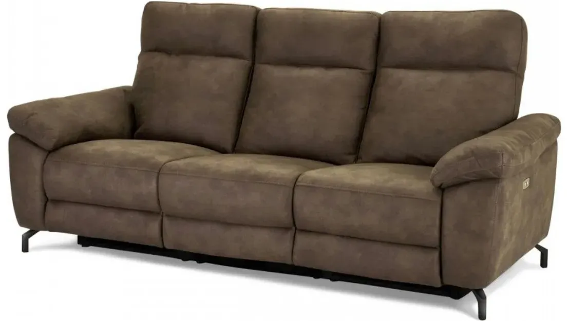 3-Sitzer Relaxsofa Astella Stoff Taupe - Elektrisches Sofa mit Liegefunktion & USB