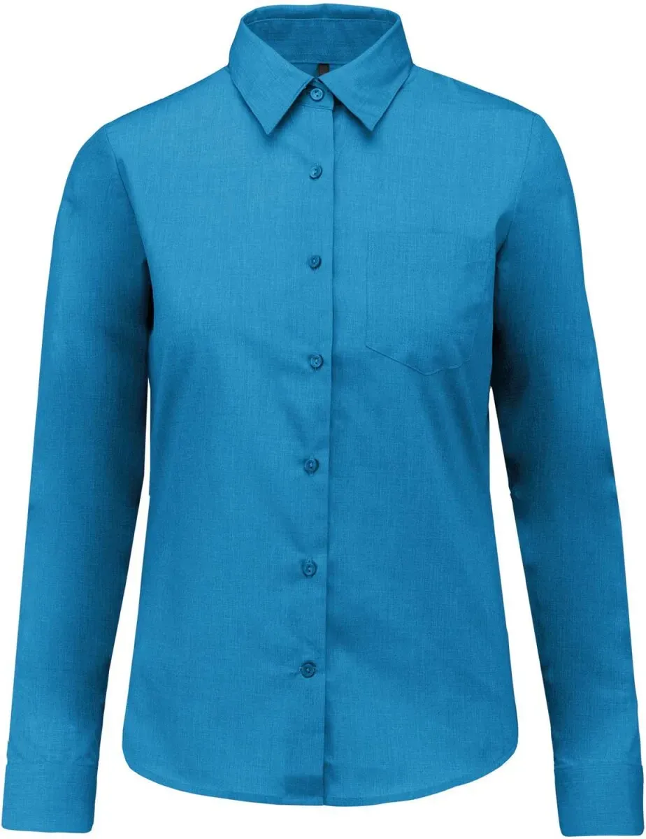 Kariban Damen Popeline Bluse 'Jessica' langarm K549 bright turquoise XXL