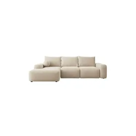 Selsey Eckcouch Chenille mit Schlaffunktion 2-Sitzer Beige