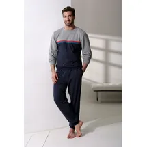 LE JOGGER Pyjama, (2 tlg., 1 Stück), Schlafanzug in langer Form mit kontrastfarbenen Streifen Gr. 44/46 (S)