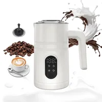 GKXLH Milchaufschäumer Elektrisch - 4 in 1 Milchaufschäumer mit Temperaturanzeige, Elektrischer Milchaufschäumer mit 350 ml Großvolumige für Kaffee, Latte, Cappuccino und heiße Schokolade (Weiß)
