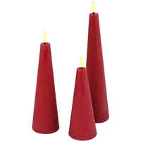 X-mas LED Rustic Kegelkerze 25/20/15 cm rot