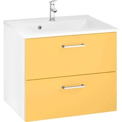 Waschbeckenunterschrank WELLTIME "Ribera", gelb (gelb, gelb, weiß), B:60cm H:56cm T:47cm, Schränke, Badmöbel, Waschtisch inkl. Waschbecken, Breite 60 cm