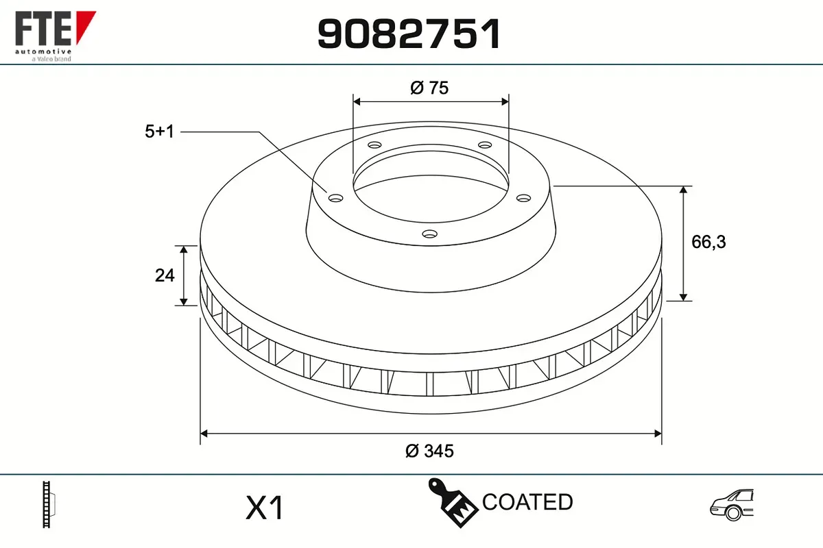 FTE Bremsscheibe 9082751 Hinterachse belüftet 345mm 24mm für BMW