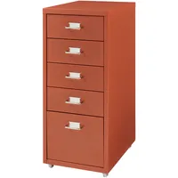 [en.casa] Rollcontainer Kökar mit 5 Schubladen 69x28x41 cm Ziegelrot
