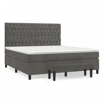 vidaXL Boxspringbett mit Matratze Dunkelgrau 180x200 cm Samt