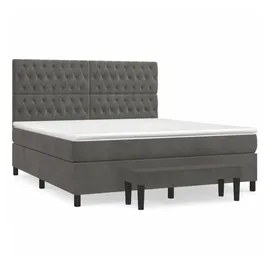 vidaXL Boxspringbett mit Matratze Dunkelgrau 180x200 cm Samt