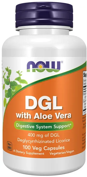 Now Foods DGL With Aloe Vera - Deglycyrrhizinierter Lakritz-Extrakt mit Aloe Vera (100 veg.Kapseln)
