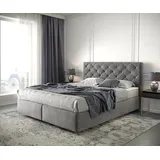 DeLife Boxspringbett Dream-Great 160x200 cm Mikrofaser Taupe mit Matratze und Topper - Taupe/Grau