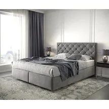 DeLife Boxspringbett Dream-Great 160x200 cm Mikrofaser Taupe mit Matratze und Topper - Taupe/Grau