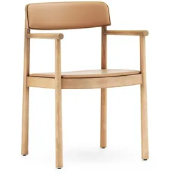 Normann Copenhagen - Timb Armlehnstuhl gepolstert, Esche natur / Leder camel