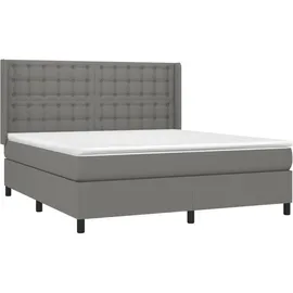 vidaXL Boxspringbett mit Matratze & LED Dunkelgrau 180x200 cm Stoff