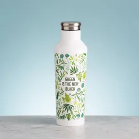 Typhoon Isolierflasche TYPHOON "PURE NEW BLACK", grün (weiß, grün), H:25cm, Edelstahl, Trinkflaschen, Isolierflasche, Edelstahl mit Trend-Design, doppelwandig isoliert, 0,5 Liter