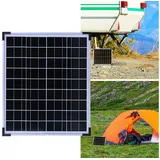 Casativo Solarmodul Monokristallines Solarpanel 20W 21,6V Modul für 12V Batterien, 3,5m Anschlusskabel/mit Glasplatte /für Outdoor schwarz