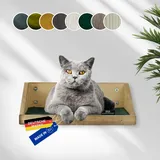 Rohrschneider Kletterwand Katzen (alle Katzengrößen) | Made in EU | Katzentreppe kombinierbar | aus Echtholz Kiefernholz | belastbar bis 30 kg | geflammt (waschbare Stoffeinlage Cord, grün)