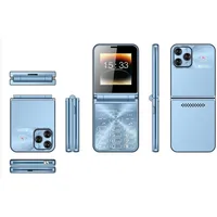 Senioren Klapphandy, Große Tasten Dual Screen GSM 2G Mobiltelefon mit 4 SIM 4 Standby, Lauter Sound, Kamera, Taschenlampe, ABS Blau, 2,6 Zoll
