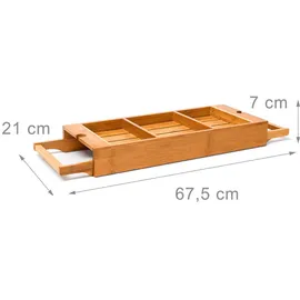 Relaxdays Badewannenablage ausziehbar Holz Braun