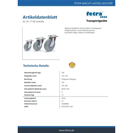 Fechtel Fetra Lenkrolle 125 x 38 mm