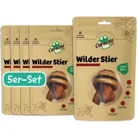 Carnello Wilderstier – Proteinhaltiger Ochsenziemer AUS SÜDDEUTSCHLAND – Hunde Leckerlis, Leckerli Hund, Trockenfutter Hund Getreidefrei (5 Stück)