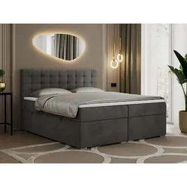 MKS Boxbett, SUSAN 160/200 Dunkelgrau Velvet - H4