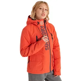 Superdry Damen. Ultimate SD-Windcheater mit Kapuze Kräftiges Orange/Kräftiges Marineblau 38 - 38