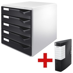Leitz Schubladenbox 5280 »Post-Set« inkl. Ordner »180° Solid 1112« schwarz, 28.5x29x35.5 cm