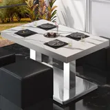 GGM Möbel Bistro Loungetisch 130 x 80 x 41 cm Weiß Marmor/Edelstahl