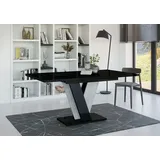 Design Esstisch PA-888 Schwarz Hochglanz Beton ausziehbar Esszimmer - Schwarz