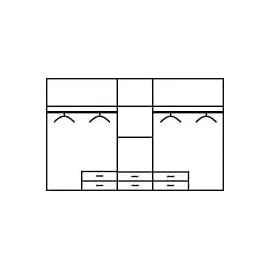 Priess Kleiderschrank PRIESS "Schrank Garderobe Wäscheschrank Barcelona in 5 Breiten", braun (eichefarben artisan, schwarz), B:230cm H:193cm T:54cm, Holzwerkstoff, Schränke, Kleiderschrank, viel Stauraum, geräumige Schubkästen, mit Spiegel, MADE IN GERMANY