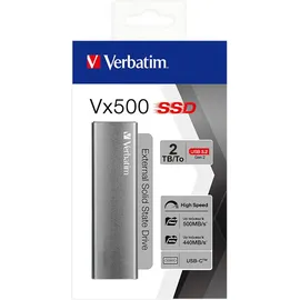 Verbatim Vx500 External Solid State Drive, 2TB, USB-C 3.1 (47454)