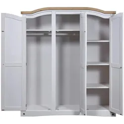 vidaXL Kleiderschrank Mexiko-Stil Kiefernholz 3 Türen Weiß