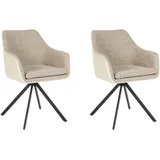 Beliani Esszimmerstuhl 2er Set drehbar LITHIA Taupe