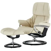 Stressless Relaxsessel Reno Leder 83 x 110 x 76 cm creme mit Hocker