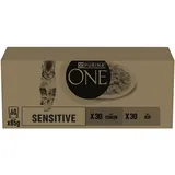 Purina One Sensitive Sorten-Mix Katzenfutter nass mit Thunfisch und Huhn in Sauce, für gesunde Verdauung, 60er Pack (60 x 85g)