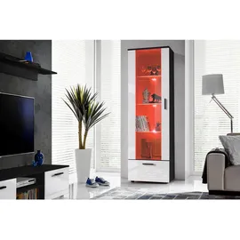 komodee Vitrine Alessandria 60 x 42 x 192 cm Schwarz/Weiß