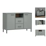 vidaXL Sideboard OSLO mit Metallbeinen Grau 113x40x77 cm Massivholz